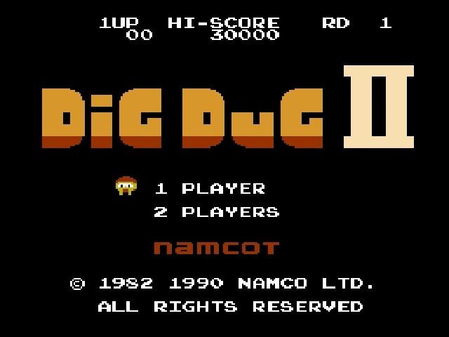 Dig Dug II title screen for Famicom Disk System